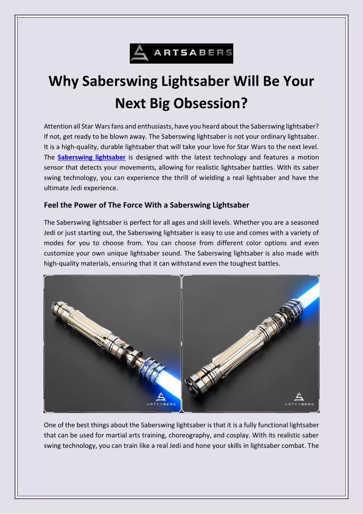 why saberswing lightsaber will be your next