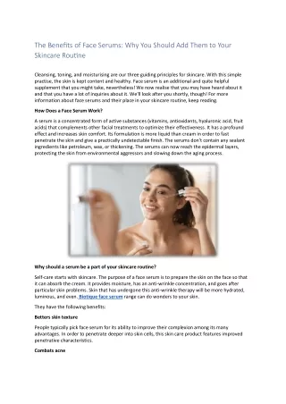 the benefits of face serums why you should