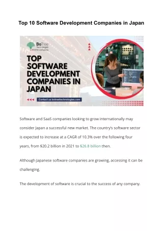 Top 10 Software Development Companies in Japan