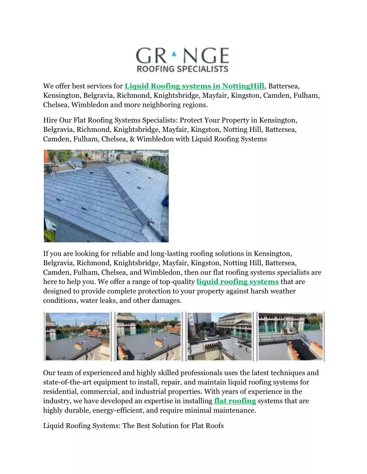 we offer best services for liquid roofing systems