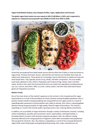 vegan food market analysis key company profiles