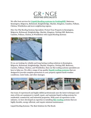 Liquid Roofing systems Chelsea