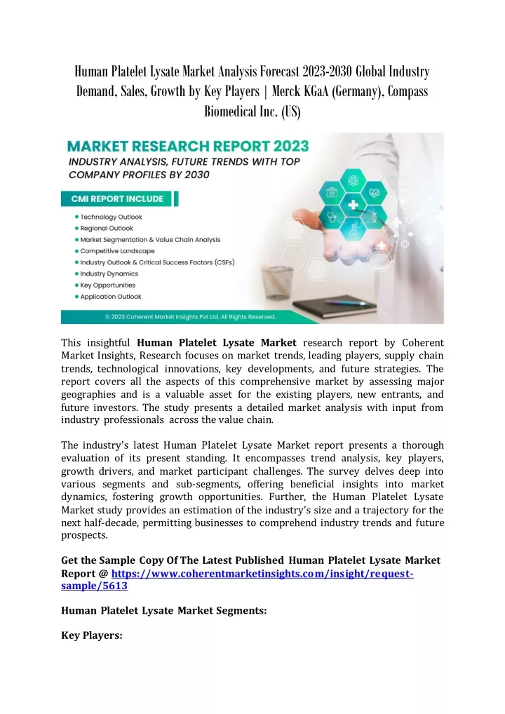 human platelet lysate market analysis forecast
