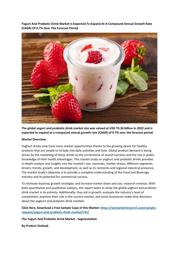 yogurt and probiotic drink market is expected