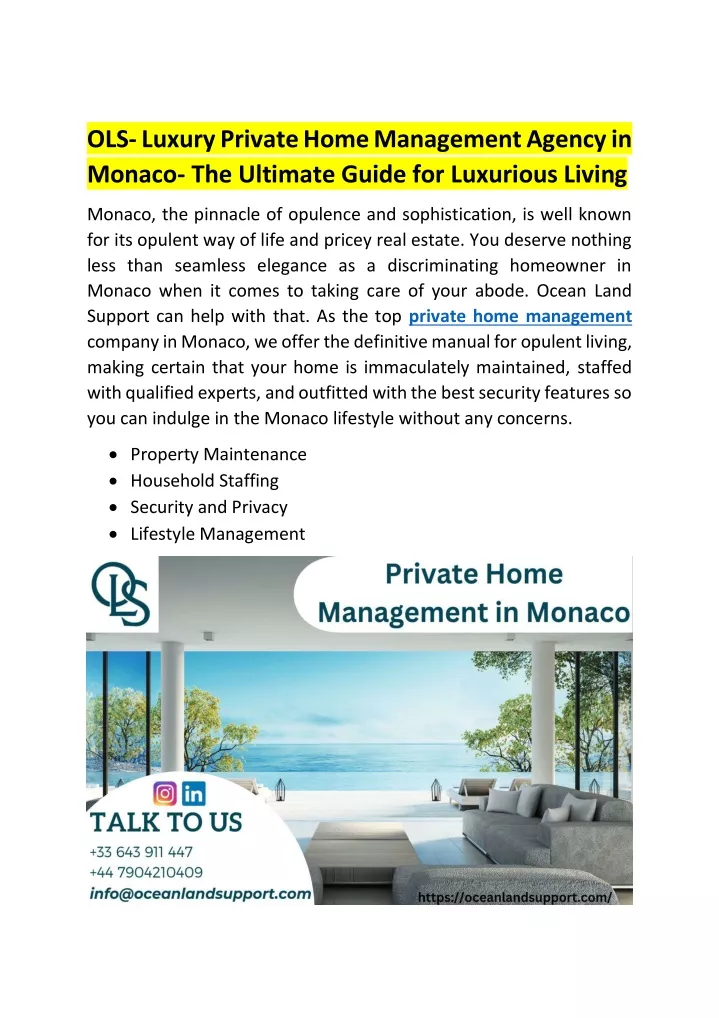 ols luxury private home management agency