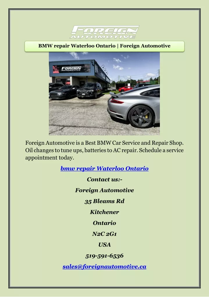 bmw repair waterloo ontario foreign automotive