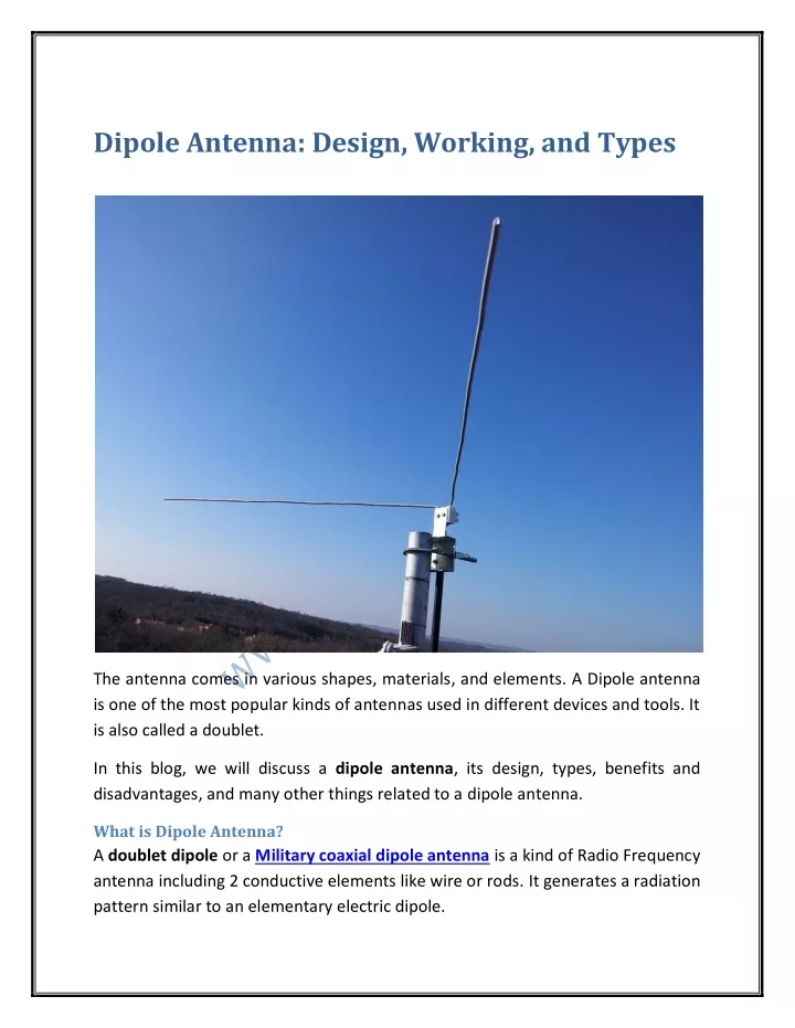dipole antenna design working and types