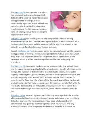 The Botox Lip Flip & Botox online buy