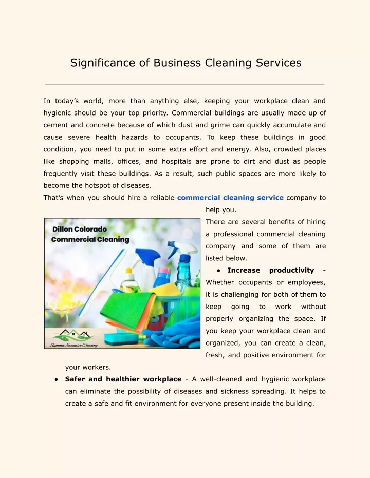 significance of business cleaning services