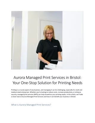 Aurora Managed Print Services in Bristol