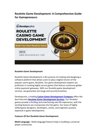 roulette game development a comprehensive guide