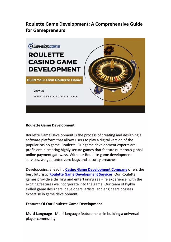 roulette game development a comprehensive guide