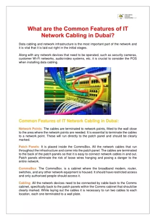 what are the common features of it network