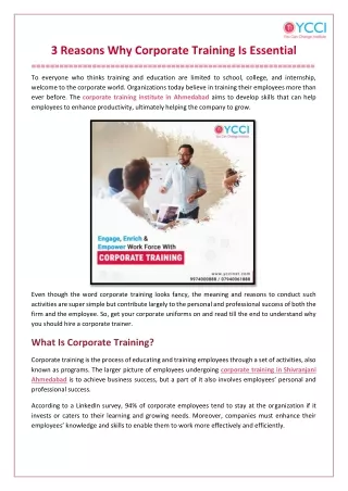 3 Reasons Why Corporate Training Is Essential