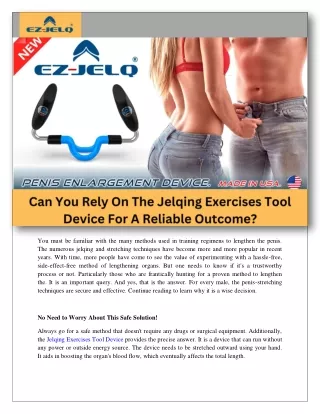 Can You Rely On The Jelqing Exercises Tool Device For A Reliable Outcome