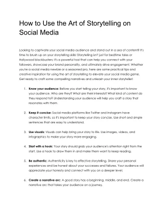 how to use the art of storytelling on social media