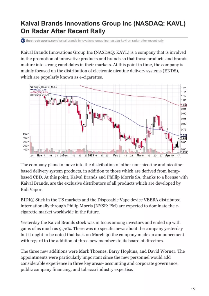 kaival brands innovations group inc nasdaq kavl