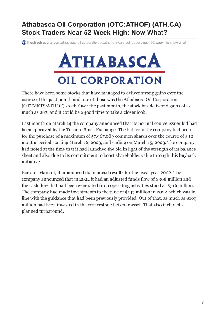 athabasca oil corporation otc athof ath ca stock
