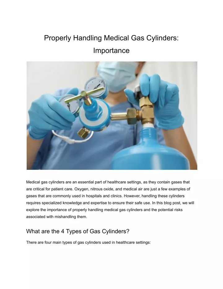 properly handling medical gas cylinders