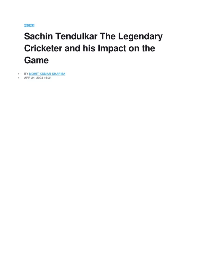 people sachin tendulkar the legendary cricketer