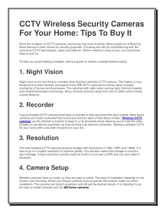 cctv wireless security cameras for your home tips