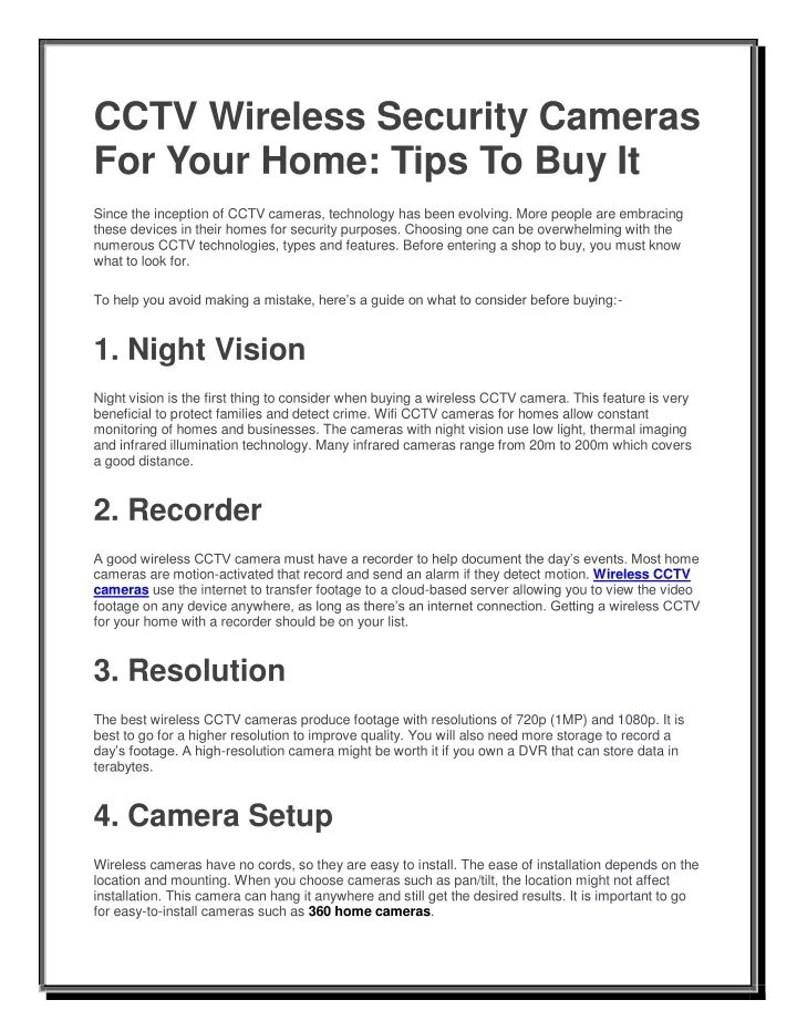Tips To Buy Wireless CCTV Camera For Home
