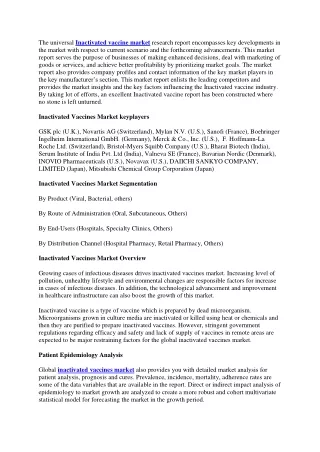 the universal inactivated vaccine market research