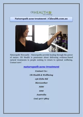 Naturopath acne treatment | Ckhealth.com.au