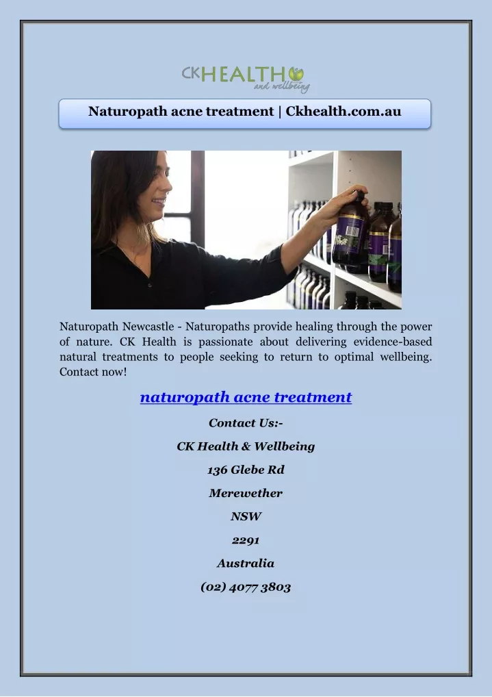 naturopath acne treatment ckhealth com au