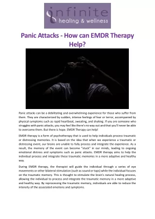 Panic Attacks - How can EMDR Therapy Help