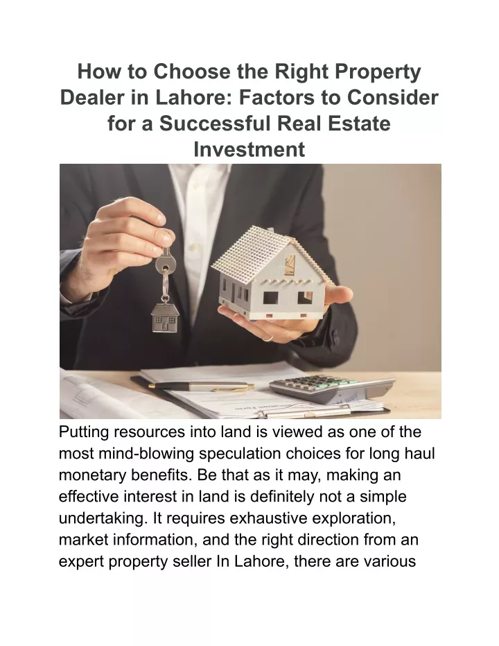 PPT - How to Choose the Right Property Dealer in Lahore_ Factors to ...