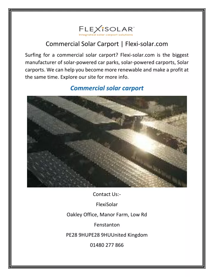 commercial solar carport flexi solar com