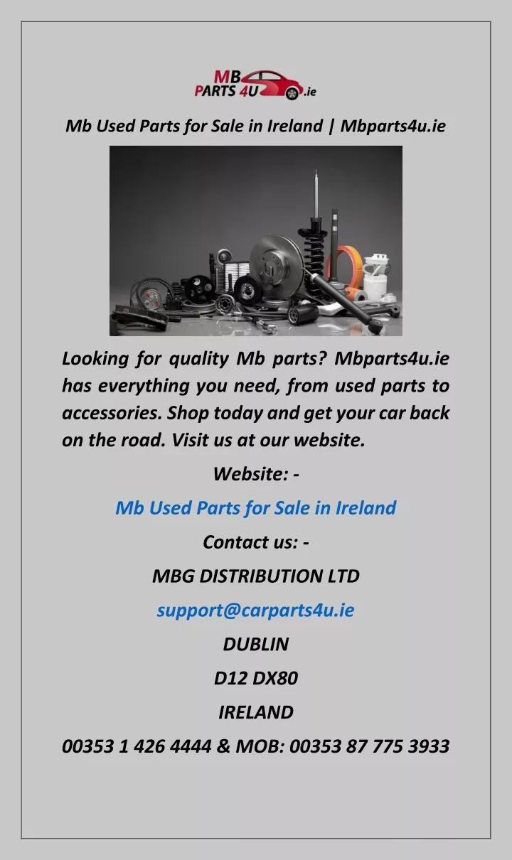 mb used parts for sale in ireland mbparts4u ie