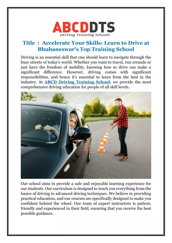 title accelerate your skills learn to drive