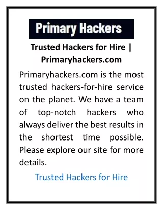 Trusted Hackers for Hire  Primaryhackers.com