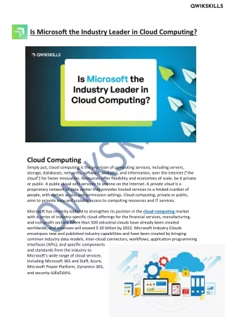 Is Microsoft the Industry Leader in Cloud Computing