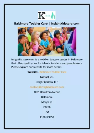 Baltimore Toddler Care  Insightkidzcare