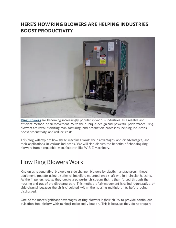 here s how ring blowers are helping industries