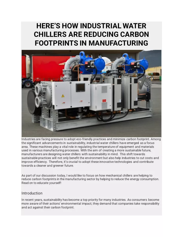 here s how industrial water chillers are reducing