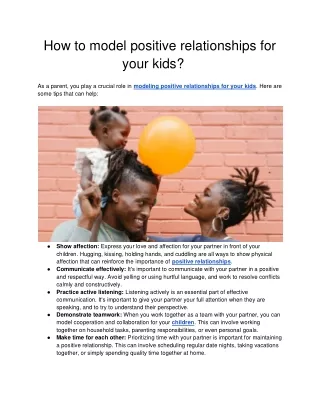 How to mHow to model positive relationsodel positive relationships for your kids