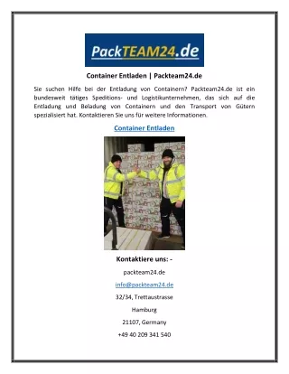 container entladen packteam24 de