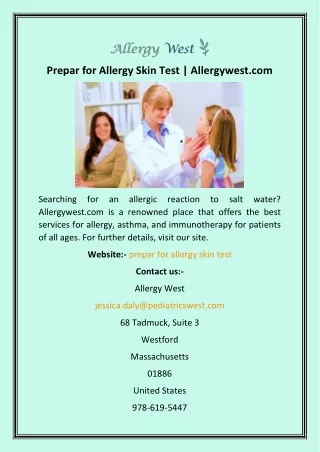Prepar for Allergy Skin Test Allergywest