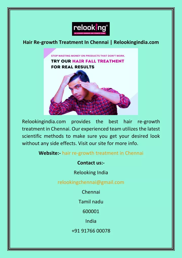 hair re growth treatment in chennai