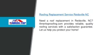 Roofing Replacement Service Reidsville Nc  Ameritoproofing.com