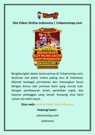 Slot Poker Online Indonesia  Cobamantap