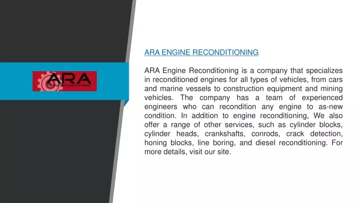 ara engine reconditioning ara engine