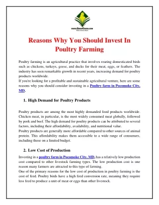 Reasons Why You Should Invest In Poultry Farming