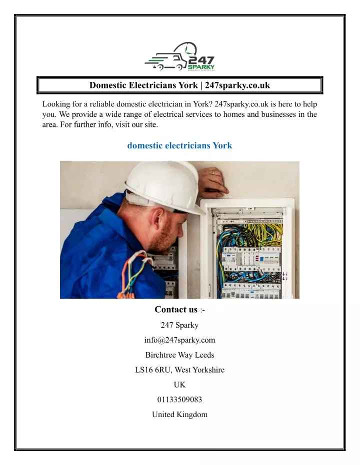 domestic electricians york 247sparky co uk