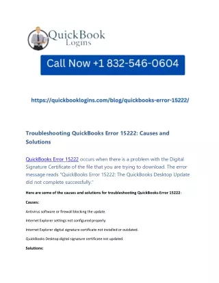 Troubleshooting QuickBooks Error 15222: Causes and Solutions