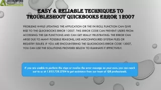 easy reliable techniques to troubleshoot quickbooks error 12007